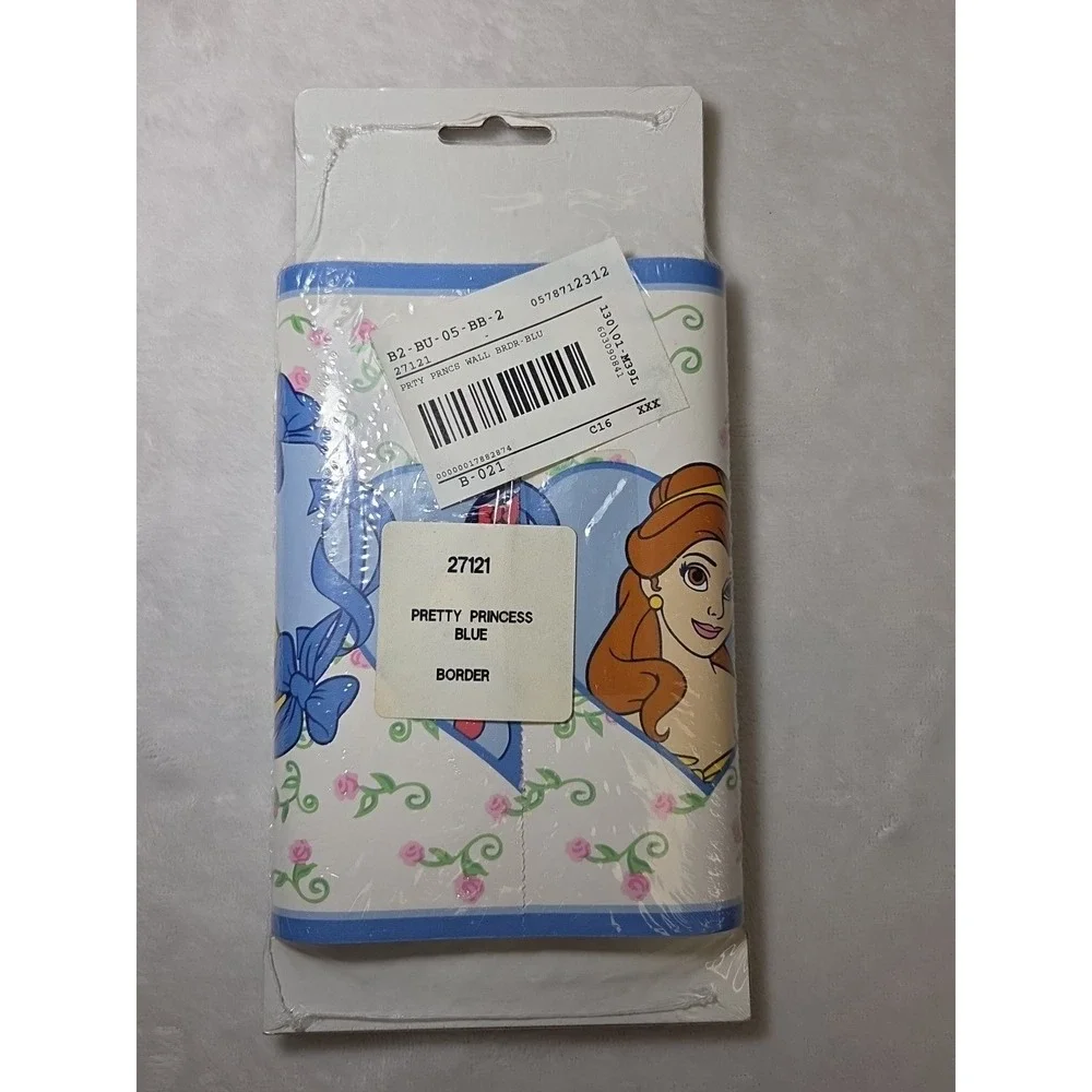 1 Vtg Disney Pretty Princess Blue Wallpaper‎ Border #27121 PrePasted 5YD x 6.75